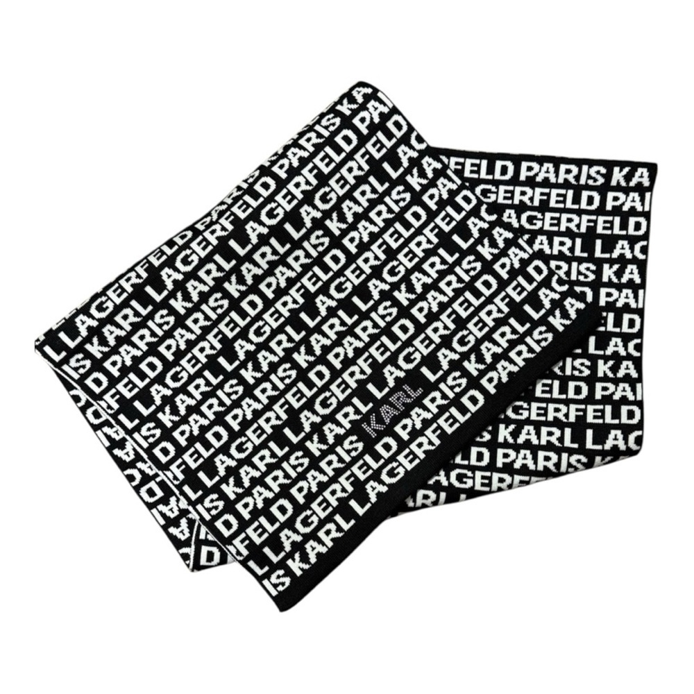 PRICE IS FIRM - Karl Lagerfeld Monochrome Logo Scarf Wrap - Picture 4 of 6